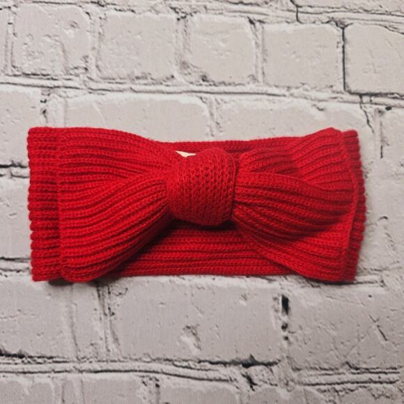 Kate Spade New York Hats Off Poppy Red Knit Crochet Bow Headband - Picture 1 of 4